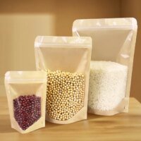 Wholesale Brown Kraft Stand up Pouch Bags Clear Window RH Packing packaging sample