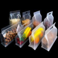 custom transparent plastic bag flat bottom matte stand up food ziplock packaging sample