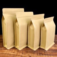 eco-friendly brown kraft paper stand up food pouch with zipper RH Packing packaging sample
