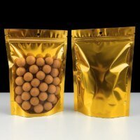 gold metallic mylar stand up pouch with ziplock RH Packing packaging sample