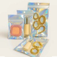 hologram laser plastic bag with zipper for jewelry RH Packing packaging sample
