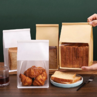 eight side seal toast bread baking kraft paper bags with clear window RH packaging sample