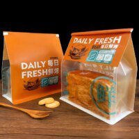 white cotton kraft paper large loaf bread bags with clear window and tin packaging sample