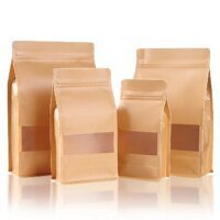 custom logo design food grade paper boxes bottom pouch with window flat packaging sample