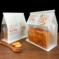 custom logo recyclable white paper bread bag with clear window for bakery packaging sample