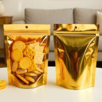 stock snack pouches transparent golden sealable RH Packing packaging sample