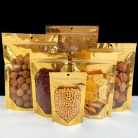 food packaging transparent golden ziplock snack pouches RH Packing packaging sample