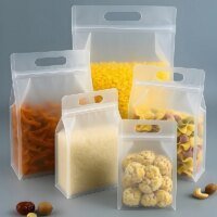 wholesale transparent plastic frosted flat bottom snack ziplock food packaging sample