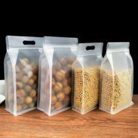 wholesale transparent plastic frosted flat bottom ziplock food storage packaging sample