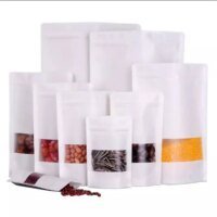Wholesale High Quality Reusable Kraft Paper Bag Stand up Pouch Zipper Bag packaging sample